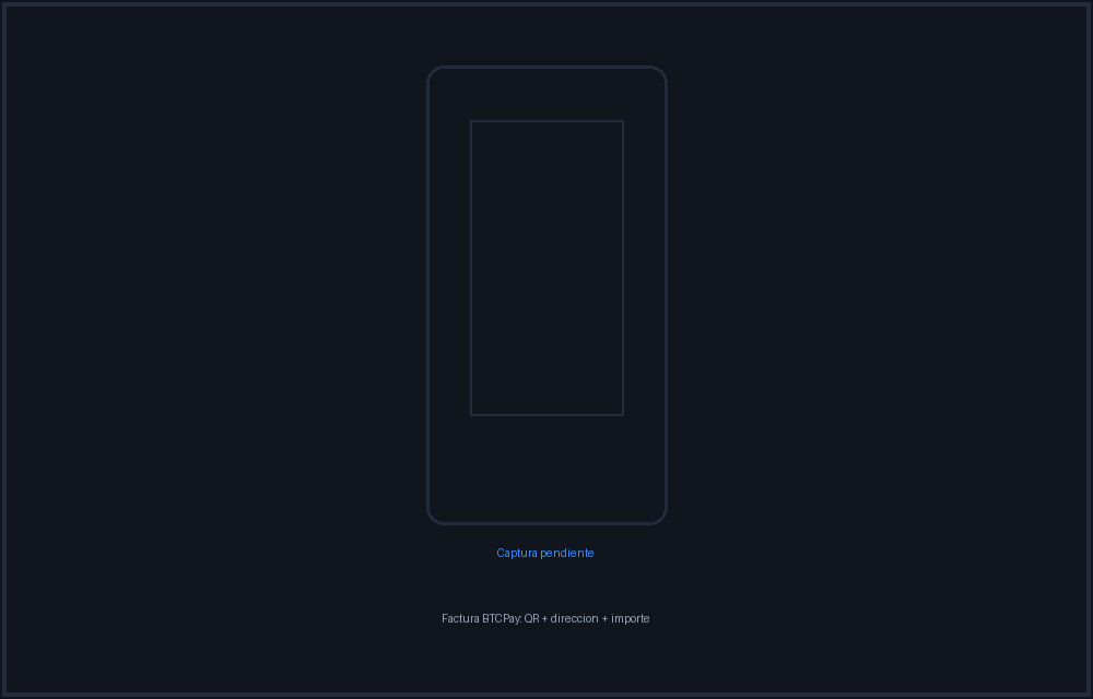 Factura de pago con código QR, dirección e importe exacto en BTC